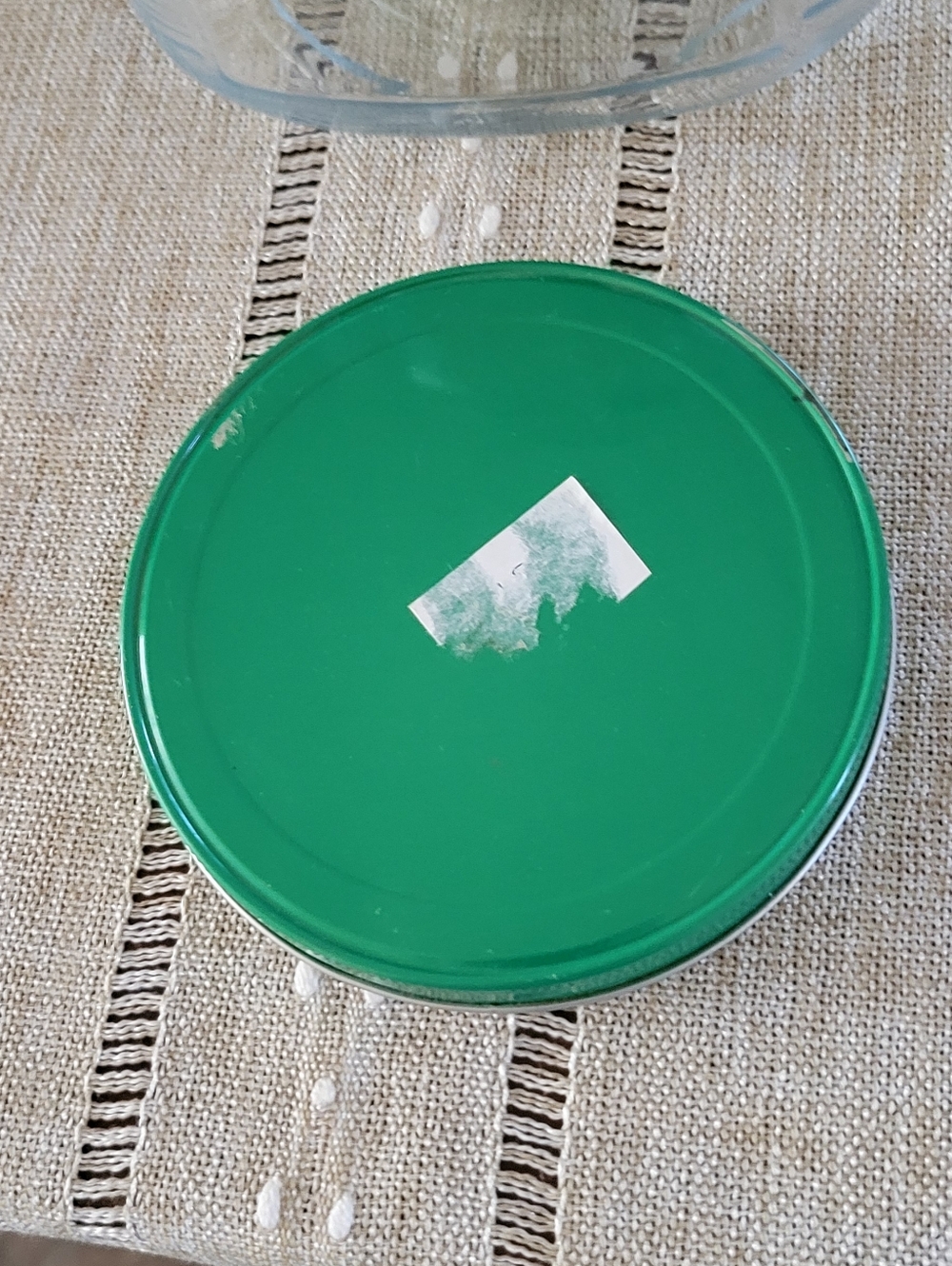 Vintage Glass Jar Canister Hoosier Cabinet Square Ribbed w/ Green Metal Lid - Picture 6 of 8